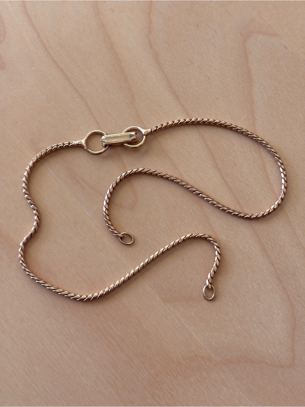 Antique Gold-Tone Twisted Rope Pocket Watch Chain
